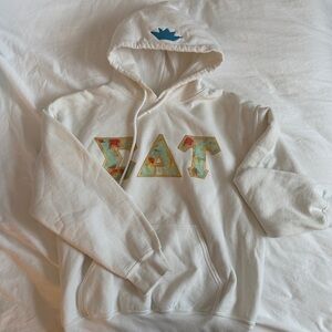 Sigma Delta Tau White Greek Hoodie with Embroidered Letters & Crown
